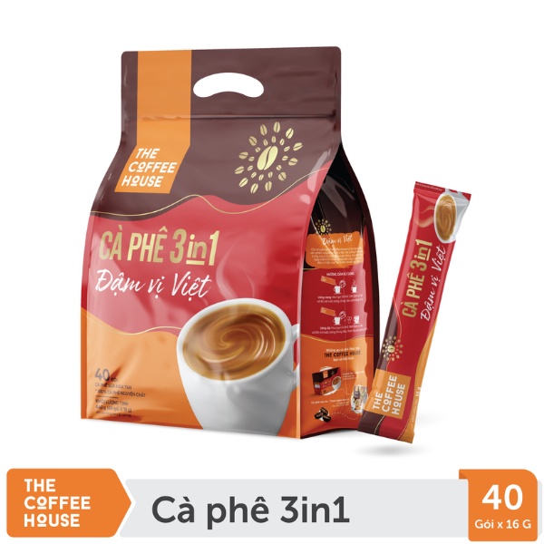 (HSD: 09.2024) Cà phê 3IN1 Đậm vị Việt The Coffee House - Bịch 640gr (40 gói/ bịch)