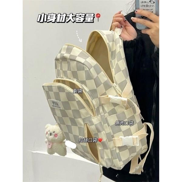 Balo Ulzzang vải đi học cỡ lớn Caro cho nữ học sinh, sinh viên phong cách Hàn Quốc basic xinh xắn giá rẻ - B02
