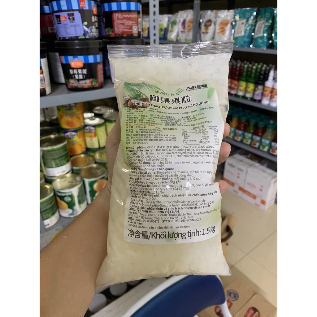 Thạch Dừa Daidu Đài Loan Gói 1.5kg - Dòng THẠCH GIÒN SẦN SẬT, rất hợp trà hoa quả/trà sữa