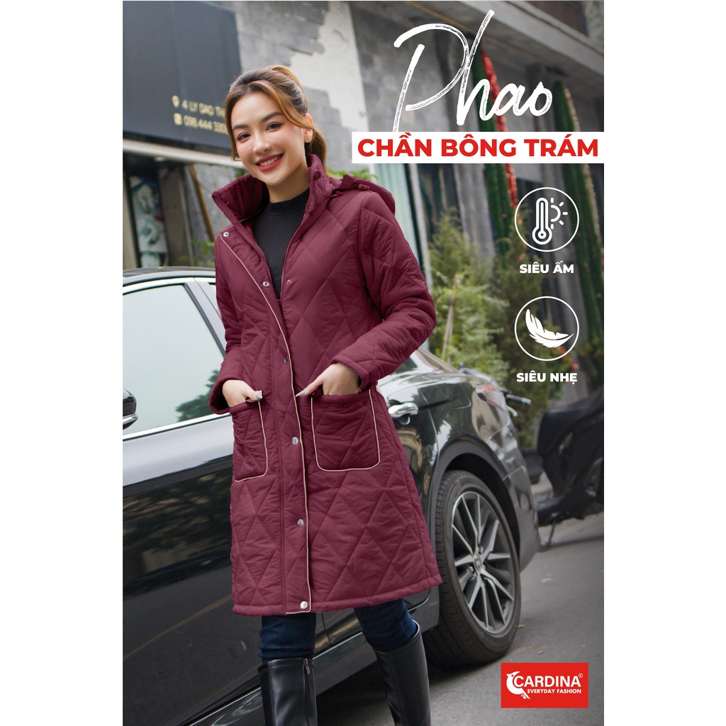 Áo phao nữ chính hãng, Áo phao nữ dáng dài trần trám, siêu nhẹ, chống nước giữ ấm cực tốt
