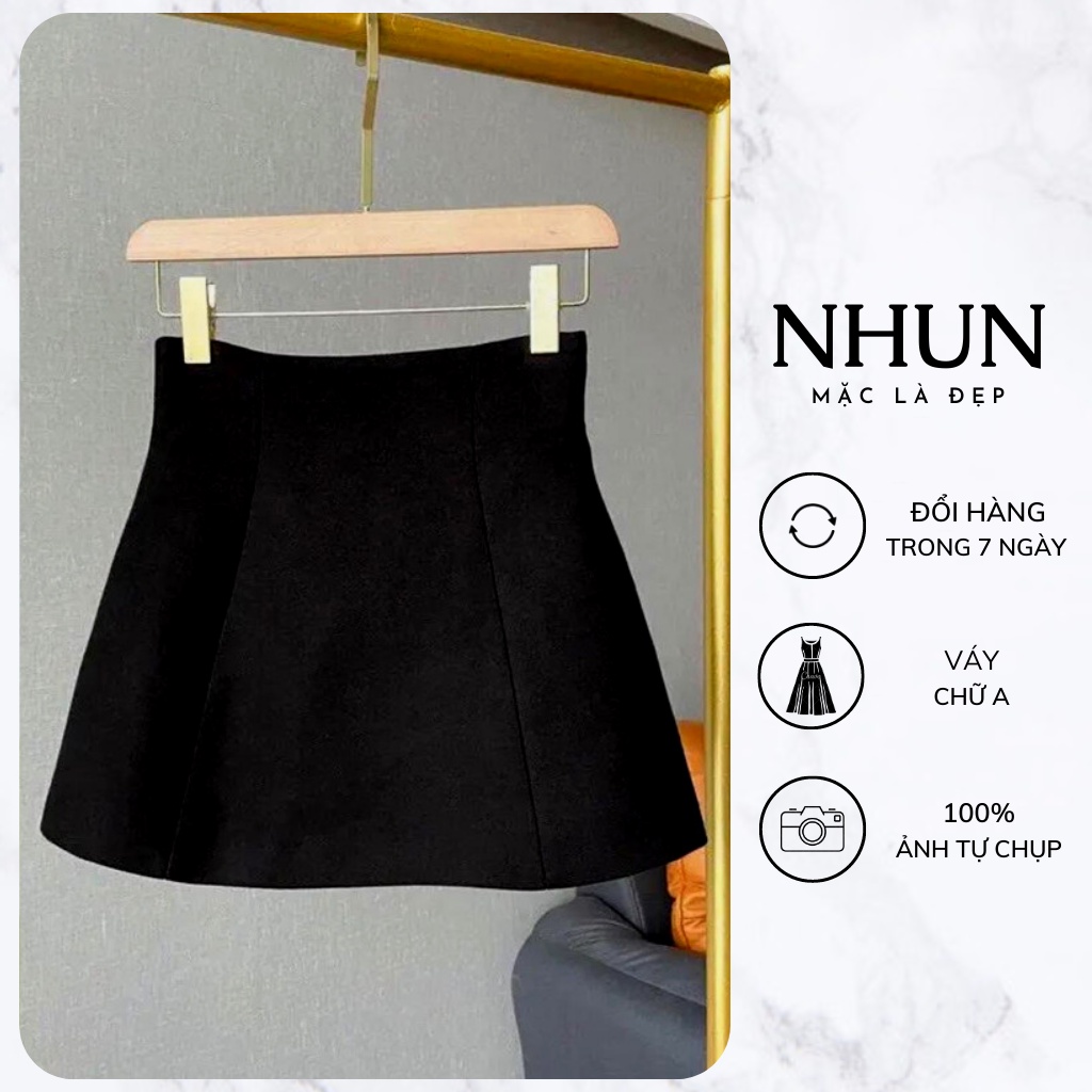 Chân váy chữ A dáng ngắn NhunFashion chân váy ngắn công sở nữ thiết kế ôm xòe cạp liền có quần trong N82