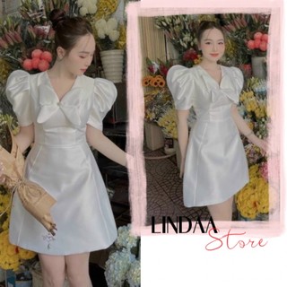 ĐẦM DỰ TIỆC TAY XẾP PHỒNG CỔ ĐÍNH NƠ RISA H.DRESS