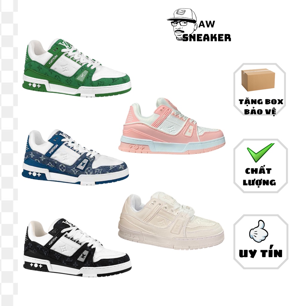 Giày Thể Thao Lv Trainer Black đen,xanh lá  hot 2022,Giày sneaker cao cấp LV traner dành cho nam nữ chuẩn 1:1 full pk