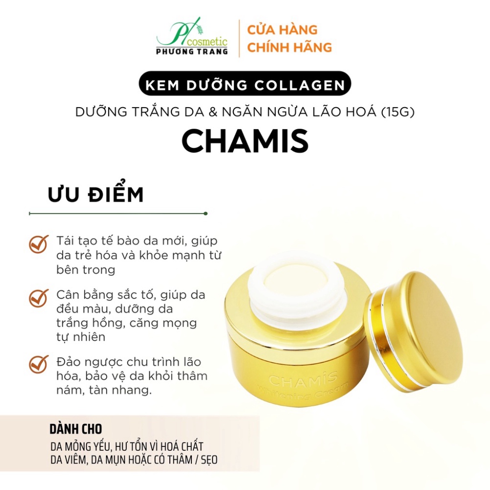 Kem dưỡng trắng da CHAMIS collagen - tái tạo da, chiết xuất tự nhiên, lành tính cho da - 15g