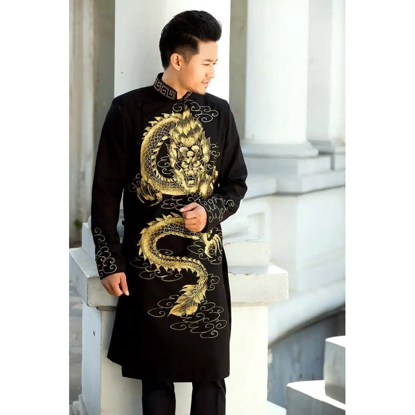 ADN1403 Áo Dài Cách Tân NAM VẼ HỌA TIẾT RỒNG