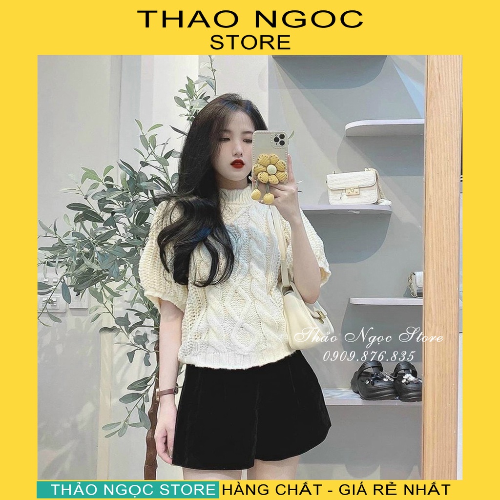 Áo len gân xoắn tay phồng, áo len xoắn thừng form lửng hàng QC! (hàng có sẵn, hình thật)