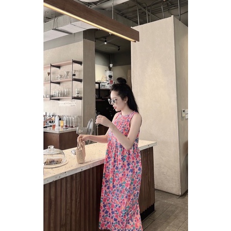 Váy hoa ly xếp thô ba lỗ