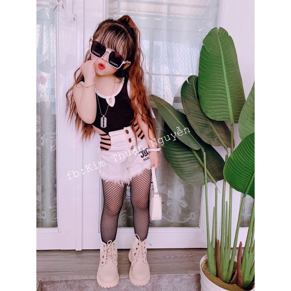 Sét áo dạt dài phối thắt eo cho bé gái 7-40kg