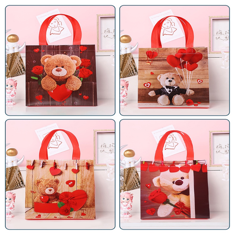 Túi Đựng Bánh Kẹo Bằng Vải Không Dệt Chống Nước Hình Gấu Dễ Thương