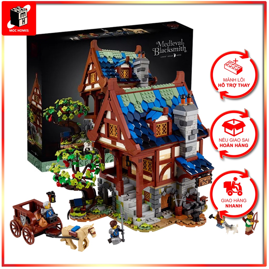 Bộ lắp ráp 21325 - Lắp Ghép Nhà Rèn Trung Cổ - Medieval Blacksmith | Hỗ trợ chi tiết thiếu bởi Moc H