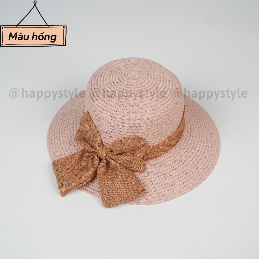 Mũ nón cói phối nơ vành rộng chống nắng thời trang hàn quốc đi biển mùa hè cực xinh NC14 - Happy Style