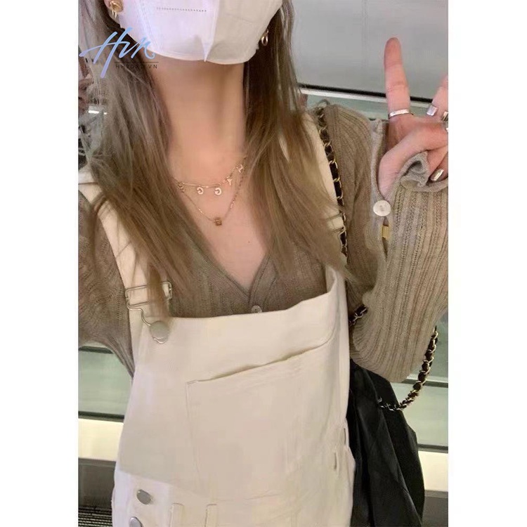 Áo Cardigan Dệt Kim Mỏng Cổ Chữ V Cài Nút Phong Cách Hàn Quốc Thân Thiện Với Da Mùa Thu Cho Nữ