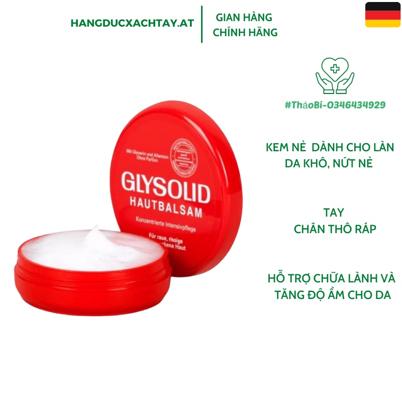 Kem nẻ, nứt gót chân Glysolid Hautbalsam, 100 ml của Đức