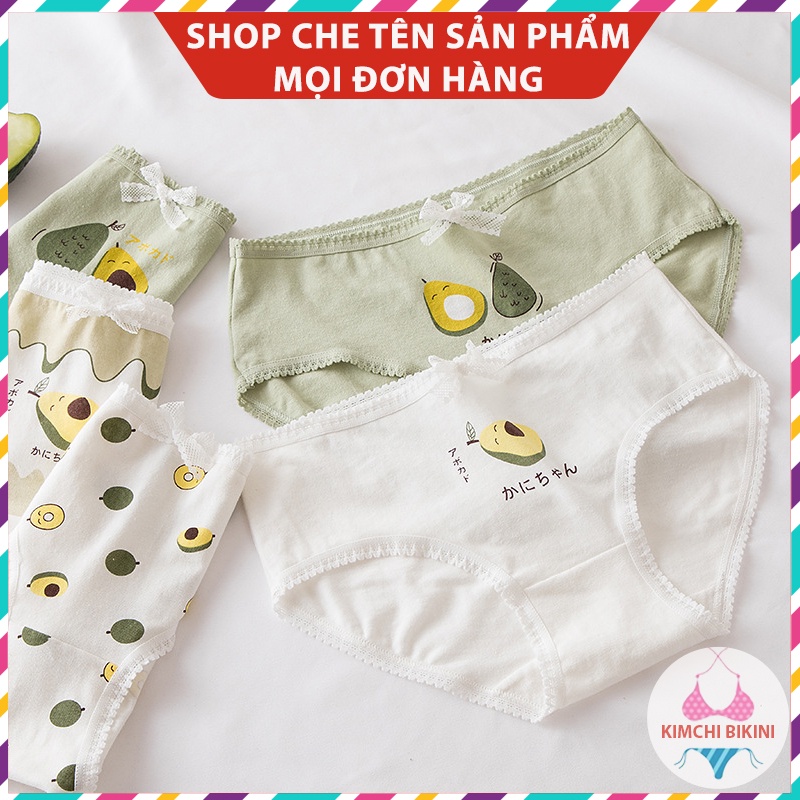 Quần lót bơ Cotton mịn cạp chun xinh đẹp dễ thương KIMCHIBIKINI Quần lót đáy cao mềm mại thoáng mát QL094