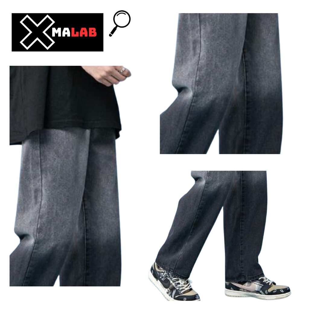 Quần jean nam ống rộng XMALAB dáng suông đứng wash 2 màu xanh trắng và xám, vải bò xịn phong cách Hàn Quốc cao cấp B002