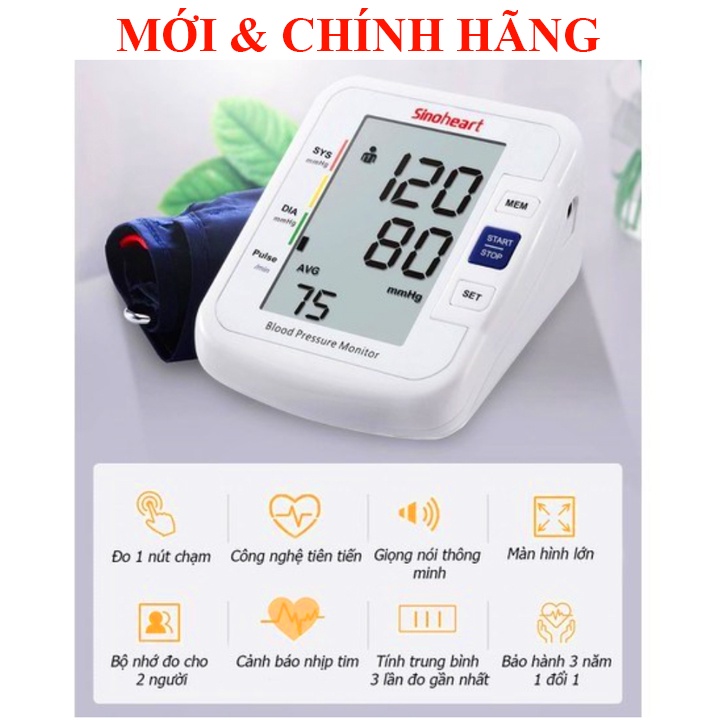 Máy đo huyết áp bắp tay Công nghệ Đức BẢO HÀNH 24 tháng Giọng nói tiếng Việt Sinoheart - Sinocare