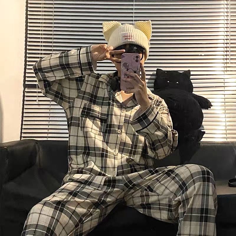 Đồ ngủ nam nữ caro chất lượng cotton loại 1