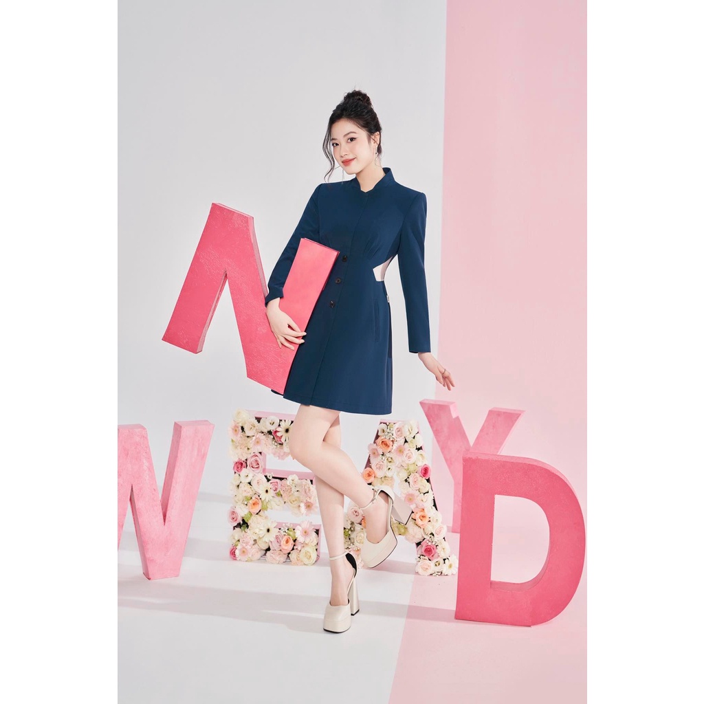 NEWDAY_ĐẦM CỔ LÁ HỞ EO NEIVA