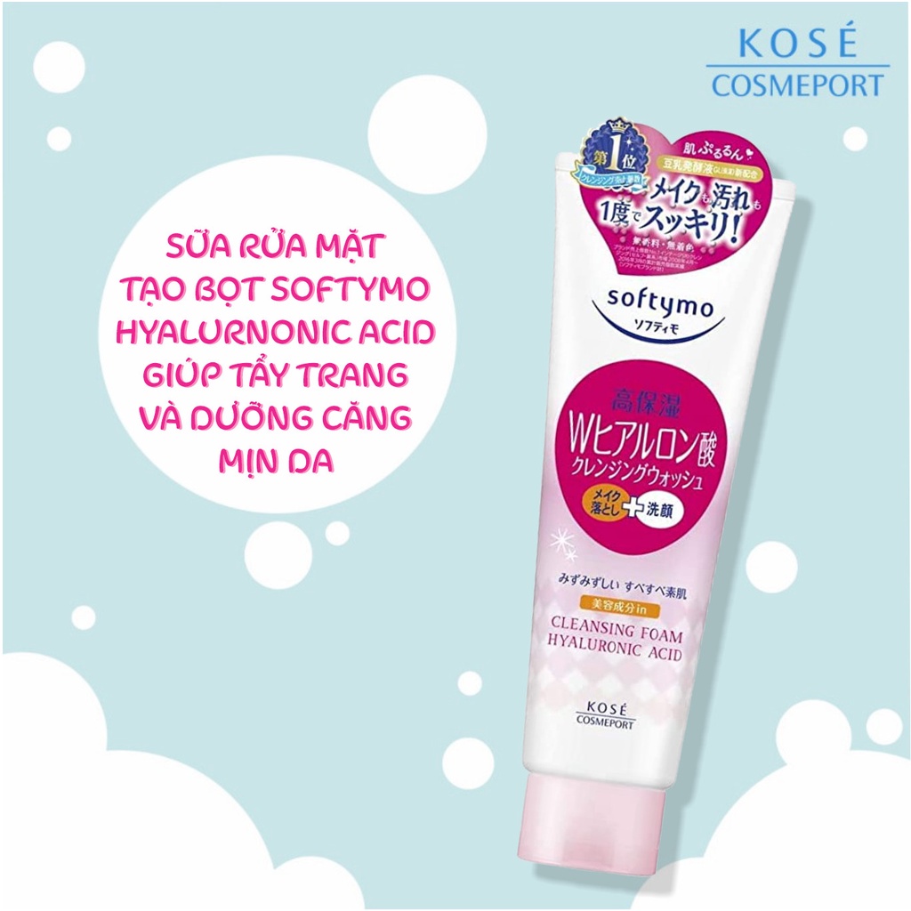 Sữa Rửa Mặt Softymo Cleansing Foam Hyaluronic Acid Dưỡng Ẩm Ngăn Ngừa Lão Hóa Da 190g