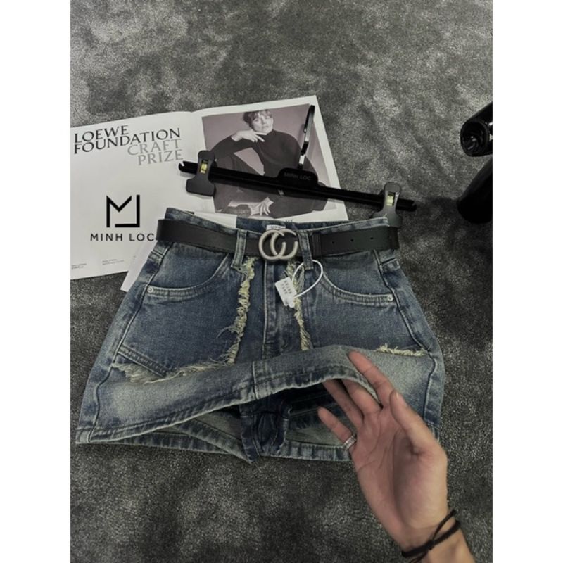 Quần váy jeans túi tua rua kèm đai hàng QCL1 | BigBuy360 - bigbuy360.vn