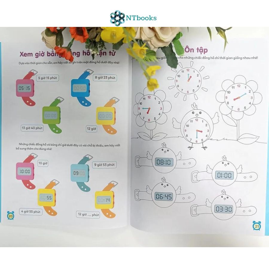 Sách Cùng con khôn lớn - Giai đoạn vàng để con phát triển học xem giờ và học Toán