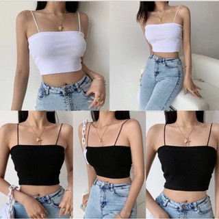 • 𝐓𝐀𝐍𝐈-𝐈 • Áo 2 dây chất thun co giãn tông màu basic dễ phối đồ