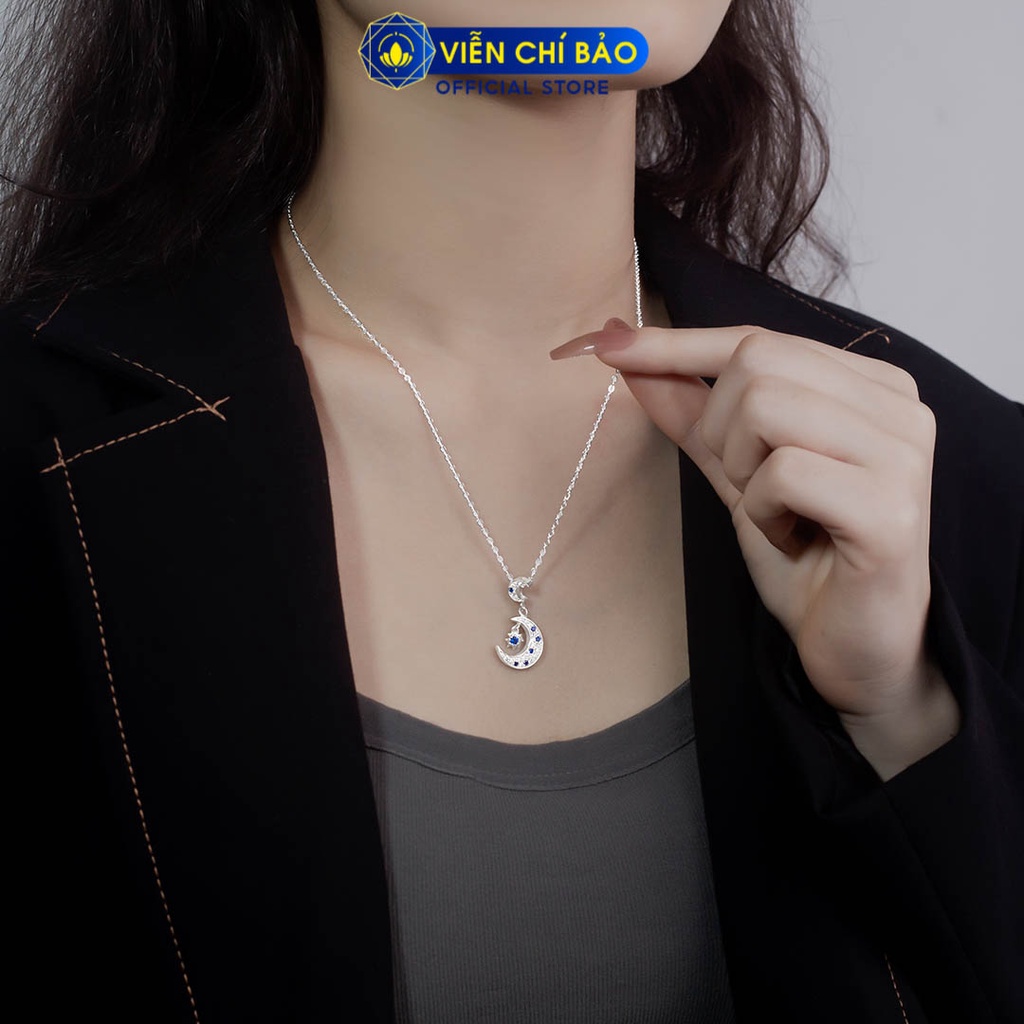 Dây chuyền bạc nữ mặt Moon - Star - Xanh dương chất liệu bạc 925 thời trang phụ kiện trang sức Viễn Chí Bảo  D400639