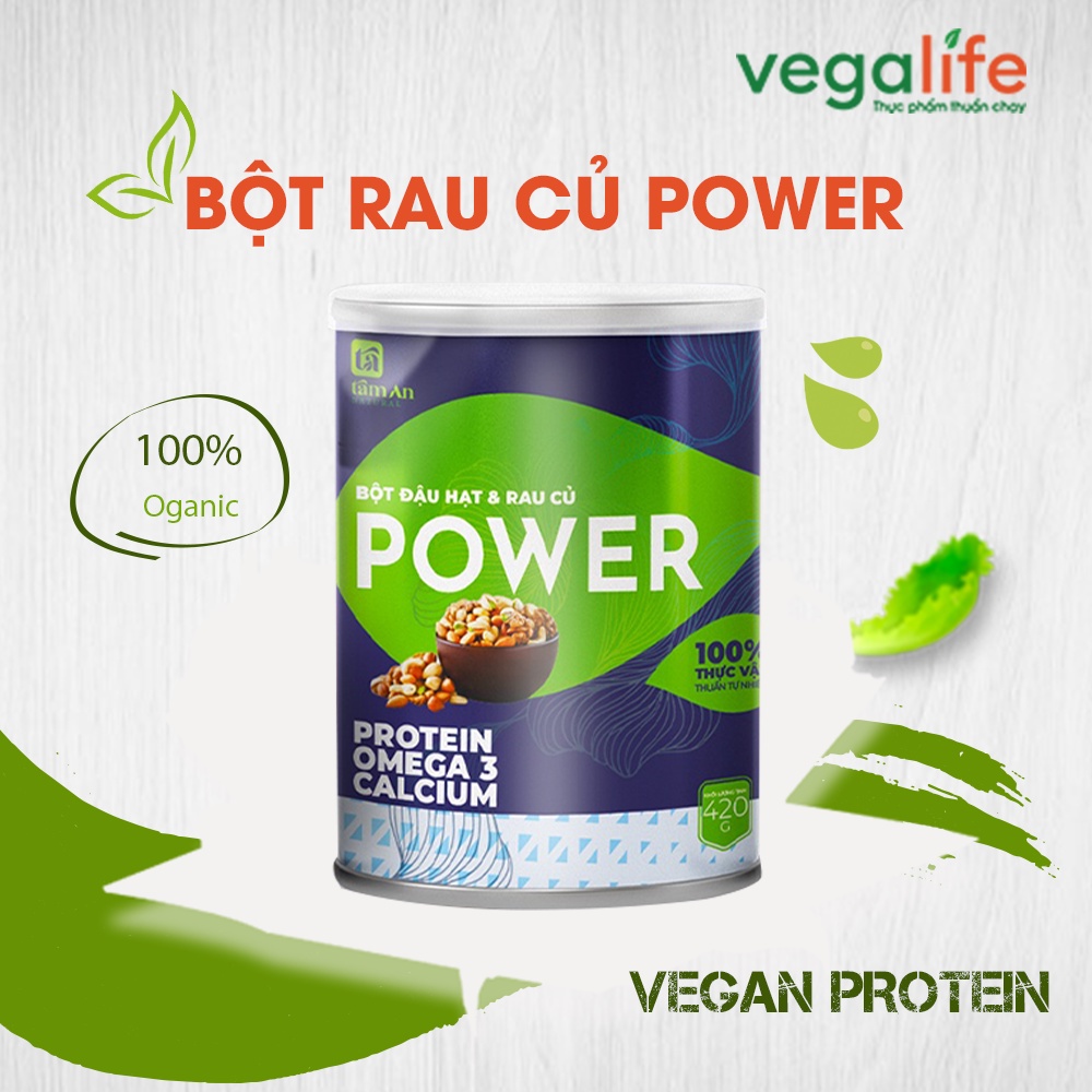 Bột đậu và hạt rau củ Power 420g, Protein thực vật bổ sung protein và canxi