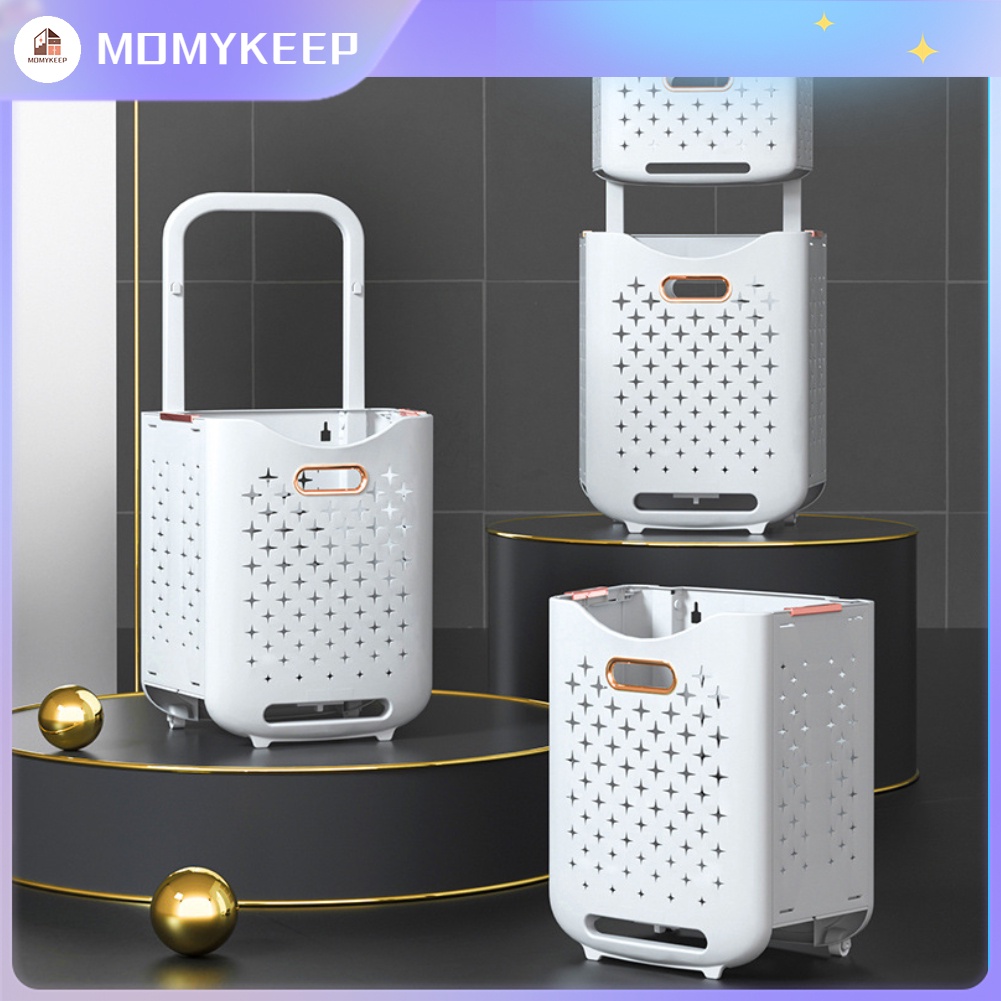 Rổ Đựng Đồ Giặt Có Thể Gập Lại Di Động Cản Trở Quần Áo Sắp Xếp Lưu Trữ Giỏ Cho Gia Đình Khách Sạn 【MOMYKEEP】