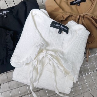 Sơ mi bigsize bèo dọc cổ buộc nơ (OOTD BIGSIZE 60-90kg)