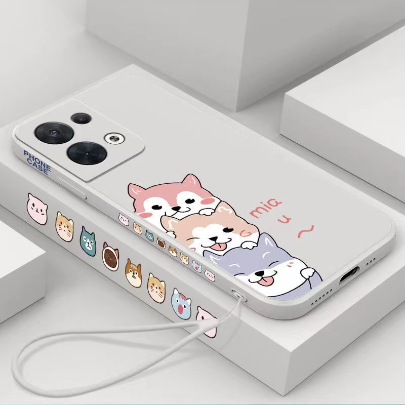 Ốp lưng OPPO F5 F7 F9 A3 A3S A7 A5S A12 A11K A1K Vỏ điện thoại di động được mạ điện thẳng 90 ° Anime Shiba Inu