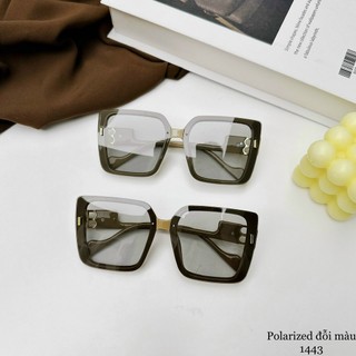 Mắt kính nữ Balenciaga gọng kiểu vuông nguyên gọng tròng kính đổi màu bảng màu nude tặng khăn