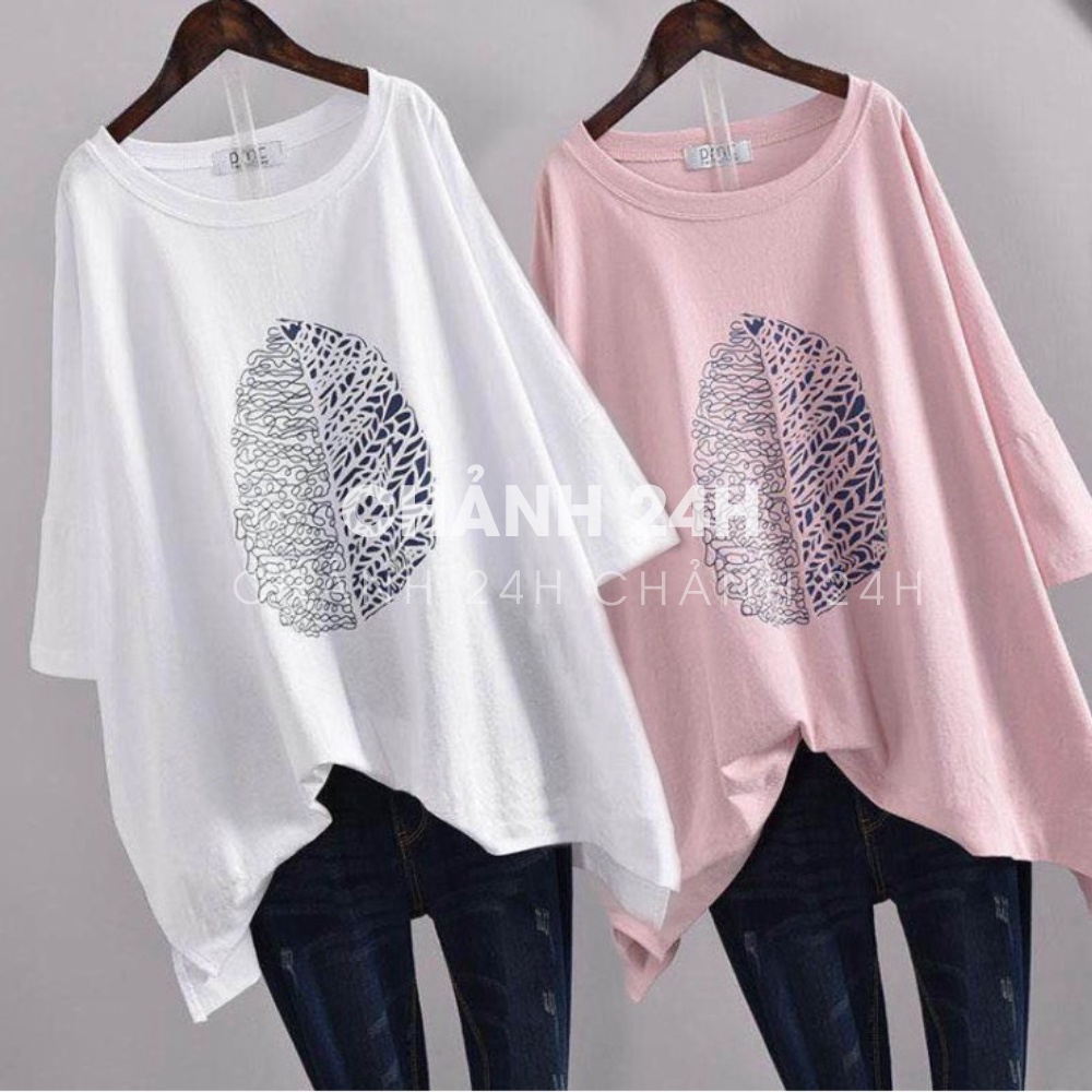 Áo thun form rộng Chảnh 24h áo phông tay lỡ chất liệu thun cotton co giãn in hình Lá Cây