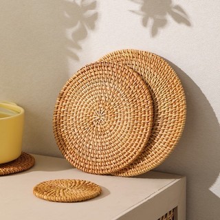 Lót mây cốc ly nồi, tấm lót bàn ăn lọ hoa decor