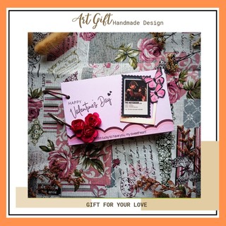 Sổ dán ảnh scraftbook mini love card – sweet pink sổ tay handmade dùng làm quà tặng dễ thương