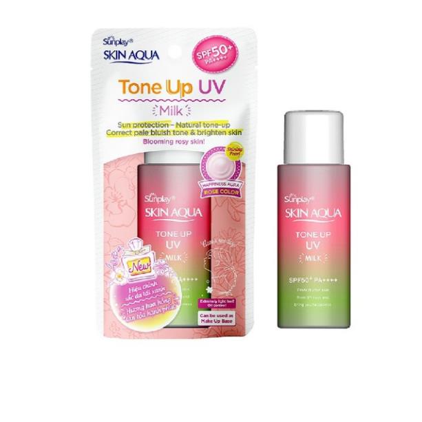 Kem chống nắng kiềm dầu nâng tông Sunplay Skin Aqua Tone Up UV Milk 50g