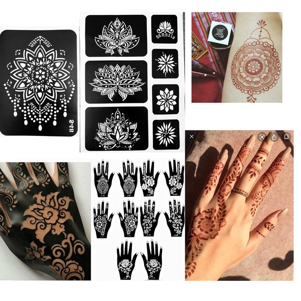 KHUÔN XĂM HỌA TIẾT HENNA MEHNDI TRUYỀN THỐNG (không kèm mực xăm)