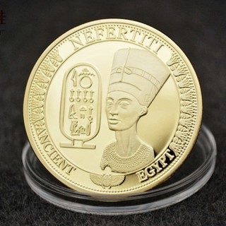 Đồng xu vàng Nữ Hoàng Ai Cập Nefertiti - Tiền xu phong thuỷ may mắn