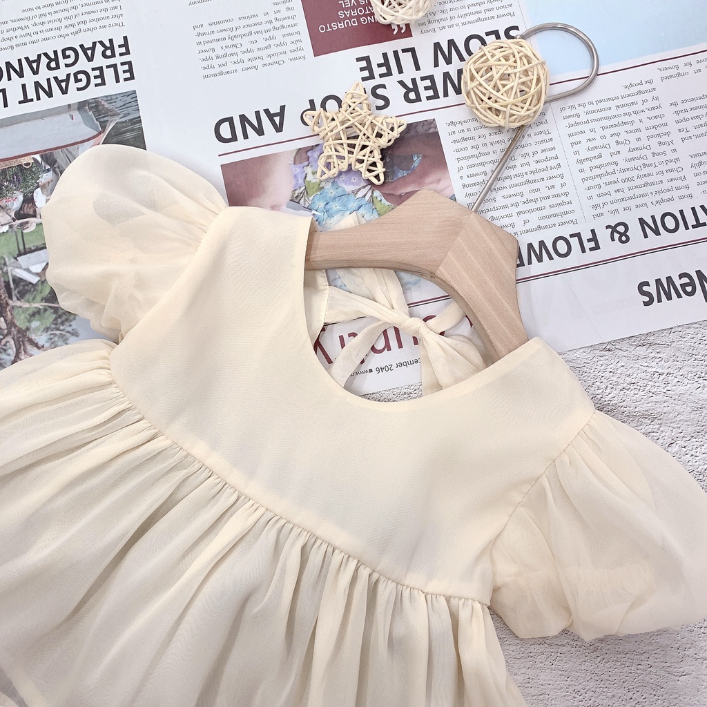 Set bộ baby doll POPPY KIDS chất tơ mềm xinh xắn đáng yêu họa tiết trơn BG001