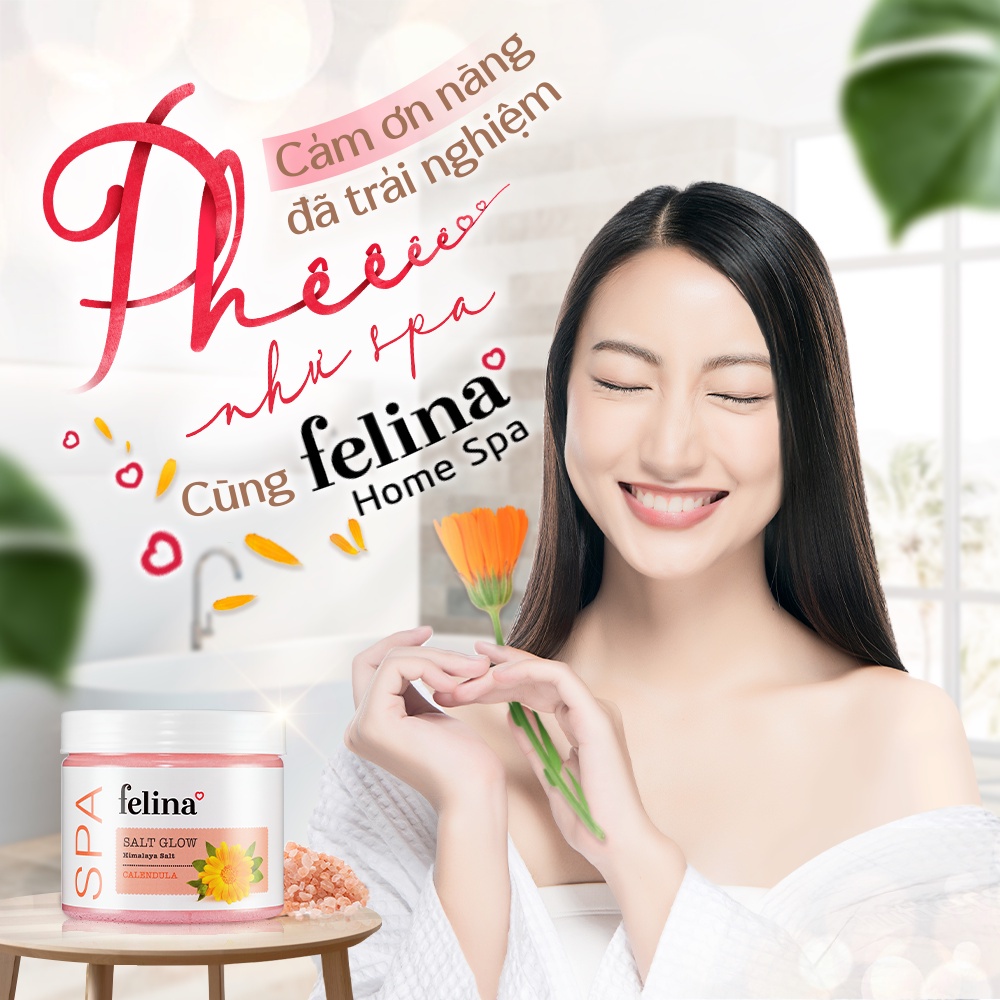 [HB GIFT] Muối Tắm tẩy tế bào chết body Felina Home Spa 150g từ Muối hồng Himalaya thanh khiết chiết xuất từ quả bơ | BigBuy360 - bigbuy360.vn