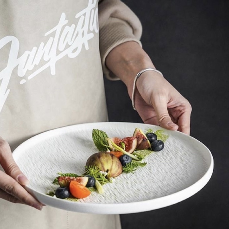 Đĩa tròn nhám ăn bít tết, đĩa ăn đồ tây, đĩa decor nhà hàng