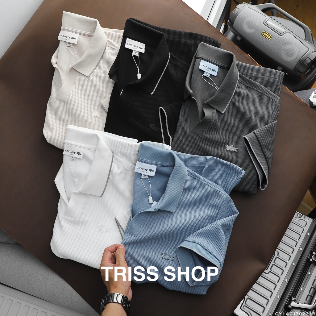 Áo polo nam Lacoste trơn cổ chữ V2 chất liệu cotton sang trọng, lịch lãm