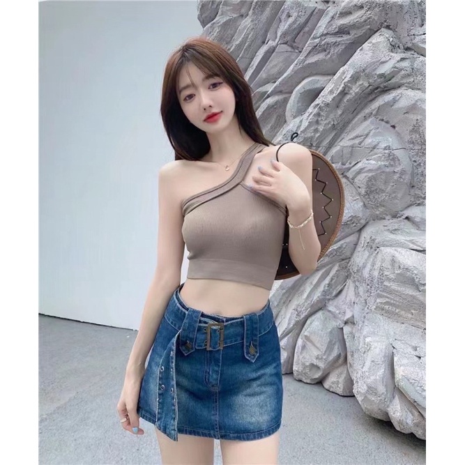 Áo Bra Cotton Tăm Dáng Lửng Dây Vai Chéo Kèm Mút Đệm Ngực  mã 2061