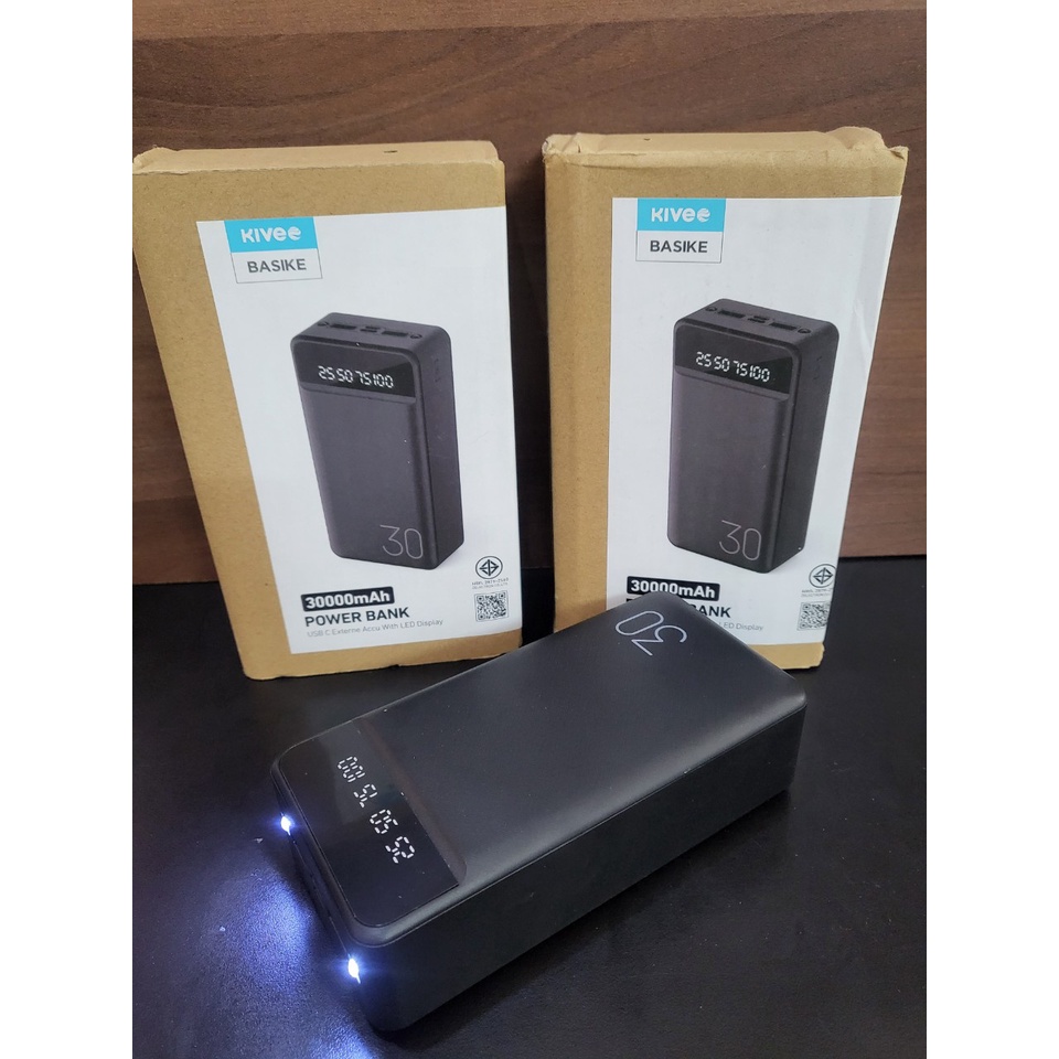 Pin Sạc Dự Phòng Kivee PT303P Dung Lượng Chuẩn 30000mAh Có Đèn Pin - Hàng Chính Hãng - Trắng,Đen