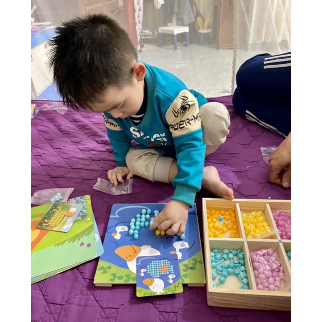 Bộ Xếp Hình Trồng Nấm Móng Tay ⚡ PHIÊN BẢN XỊN SÒ ⚡ Bằng Gỗ Luyện Tay Vận Động linh hoạt Và Tư Duy Sáng Tạo Cho Bé Yêu.