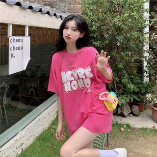 Áo thun nữ, áo phông cộc tay logo tay nam nữ NEVER HOOD tay lỡ form rộng 4 màu đen hồng, trắng Áo Unisex thời trang