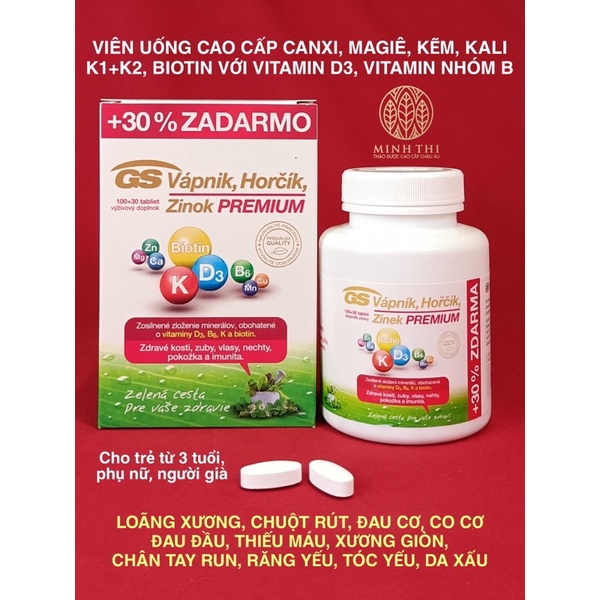 GS CANXI, MAGIE, KALI, KẼM….PREMIUM Hộp 130 viên