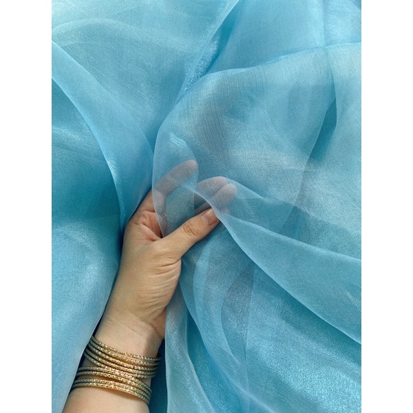 Vải Voan kính ánh nhũ phồng, mềm