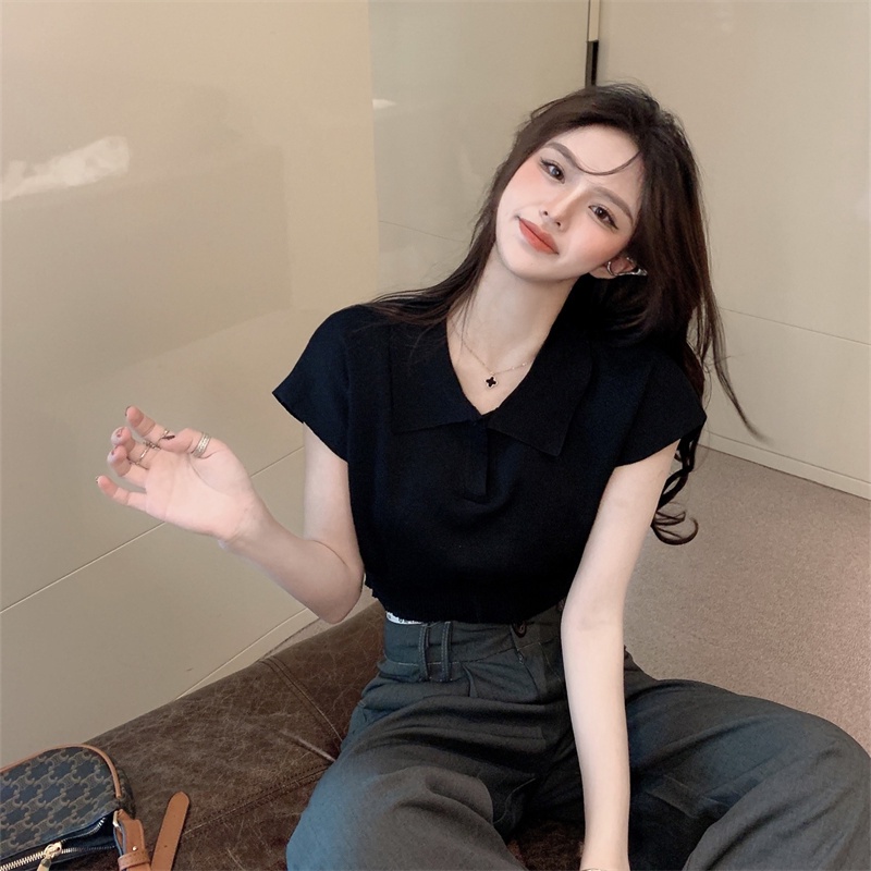 ZHELIHANGFEI Áo thun polo nữ tay ngắn thời trang Hàn Quốc