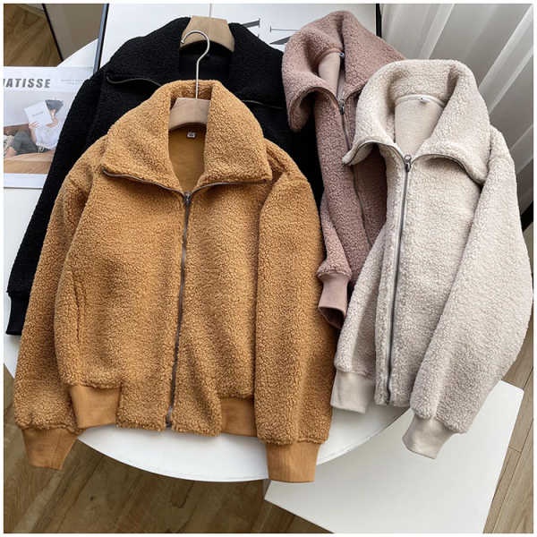 Hàng Mới Về Áo Khoác Cardigan Lông Cừu Đơn Giản Chống Gió Phong Cách Nhật Bản Phù Hợp Cho Mùa Đông